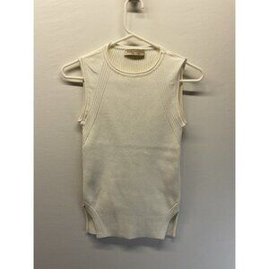 Paola Bernardi Womens Stretch sleeveless Top Ribbed Ivory Designer‎ Small